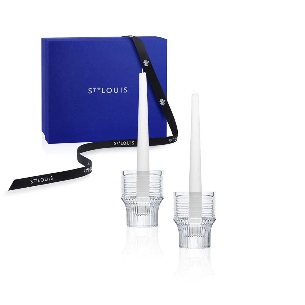 Saint-Louis Cadence Set of 2 Crystal Candlesticks