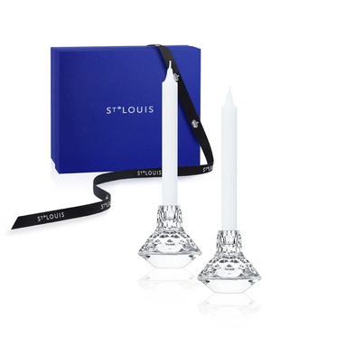 Saint-Louis Folia Set of Two Small Candlesticks