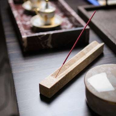 STONED Beige Travertine Incense Holder