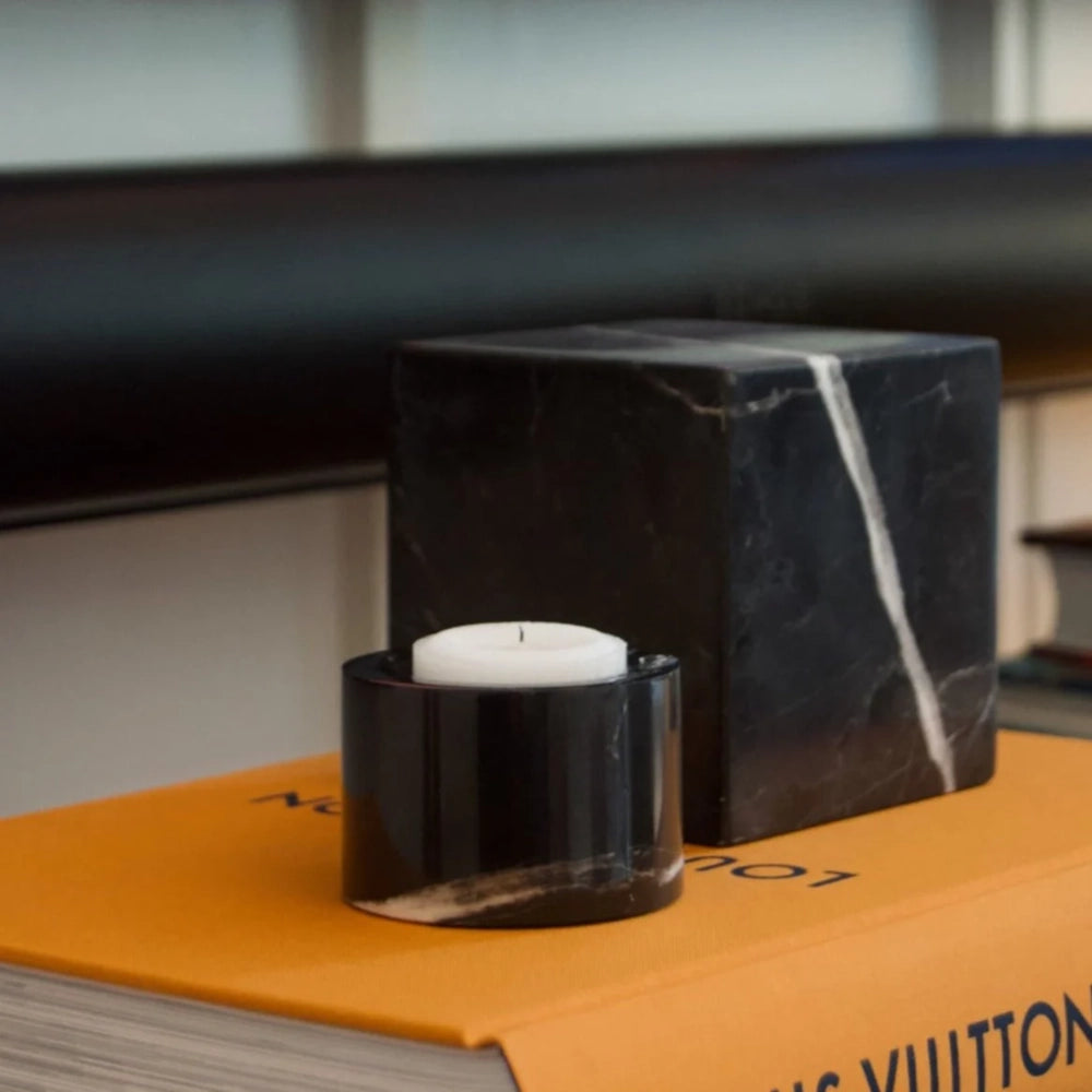 Black Marble Candle Holder