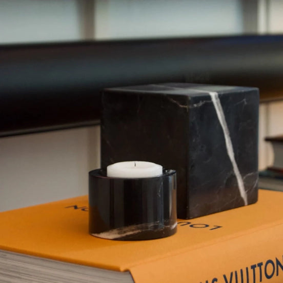 Black Marble Candle Holder