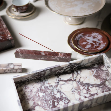 Burgundy Marble Incense Holder
