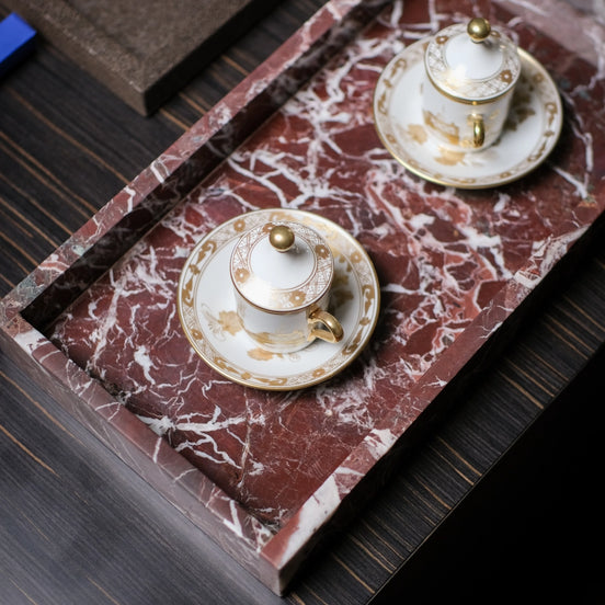 Burgundy Marble Rectangular Tray