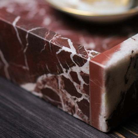 Burgundy Marble Rectangular Tray