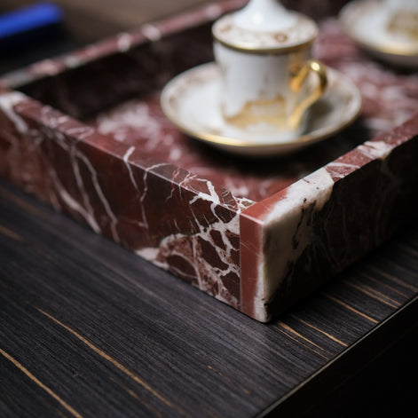 Burgundy Marble Rectangular Tray