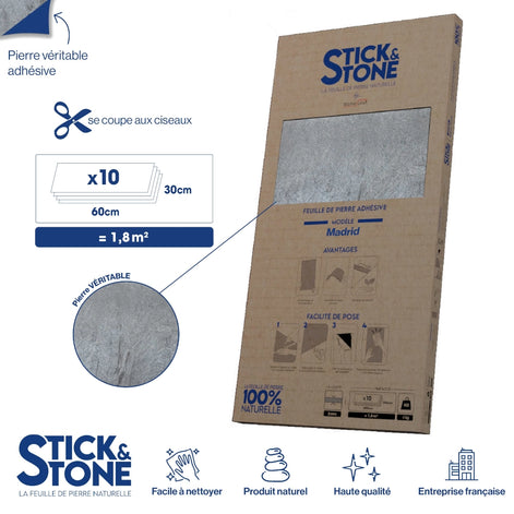 StoneLeaf Stick&Stone Madrid Pack of 10 Sheets