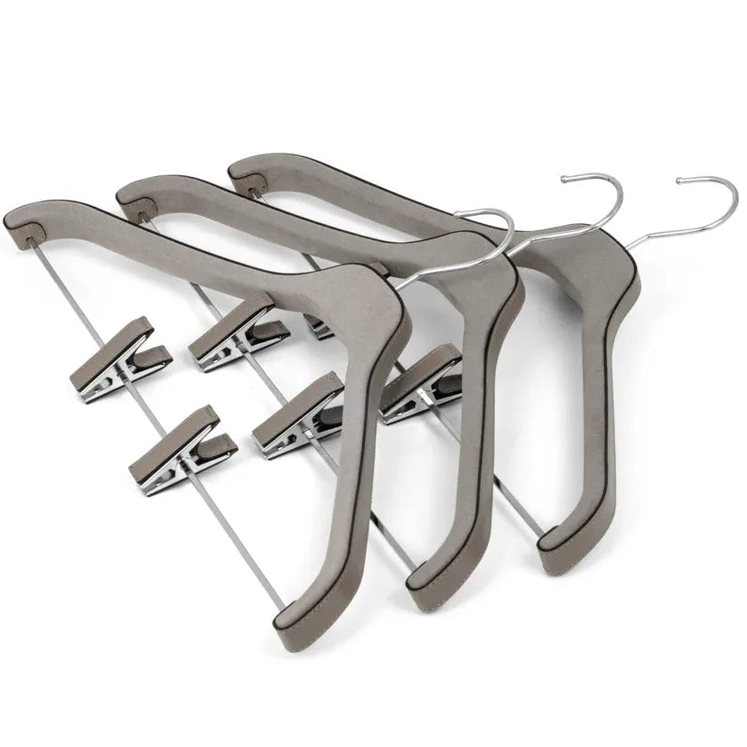 Coat and trouser hanger with clips